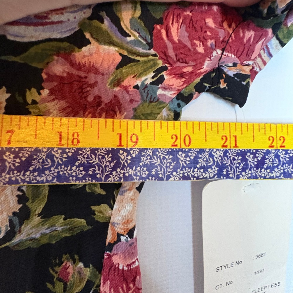 NWT S. Roberts Vintage 90s Dark Floral Maxi Dress Button Front Ruffle 13/14 - Picture 5 of 9